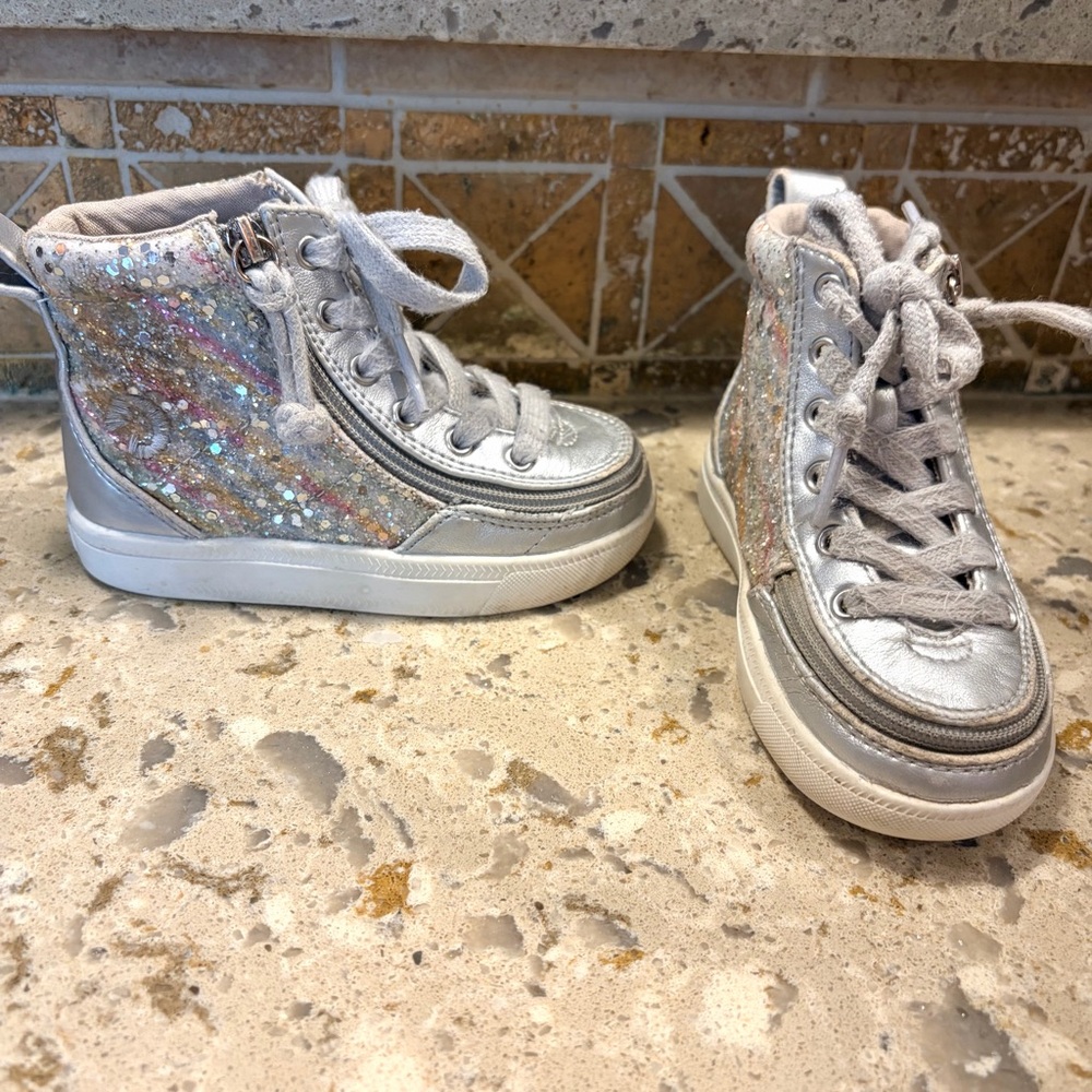 BILLY Kids Glitter Sneakers Size toddler 7 Adaptive Zip High Tops